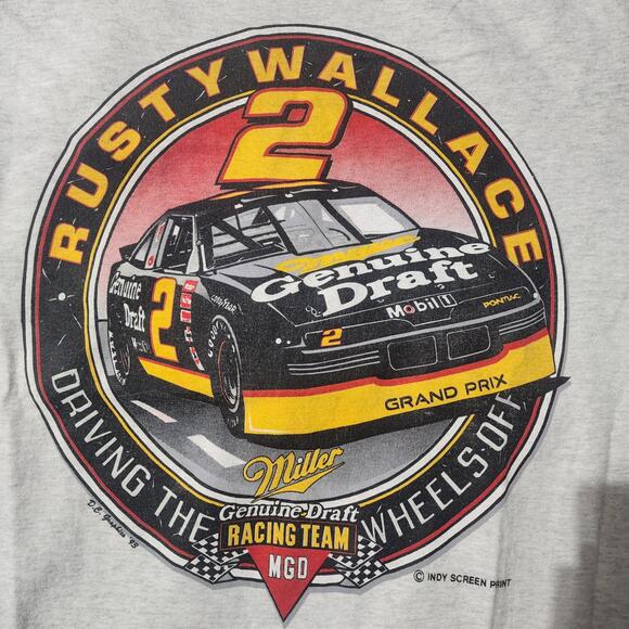 Vintage 1993 Rusty Wallace Miller Genuine Draft NASCAR Tee USA Made (XL) - Picture 3 of 6